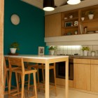 Kitchen Space Animal Small Kitchen Space In The Animal Music Studio With Wooden Stools And Wooden Table Under Black Lamps Decoration Trendy And Fascinating Office Design Of The Animal Music Project