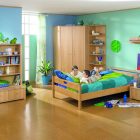 Green Kids Boys Spacious Green Kids Room For Boys Combining Blue And Green At Once To Refresh Bedroom For Single Kid With Dresser Kids Room Creative Kids Playroom Design Ideas In Beautiful Themes