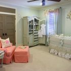 Light Grey With Spacious Light Grey Painted Nursery With Classic Baby Girl Crib Bedding Decorated With Peach Accent On Lounge Kids Room Stunning Baby Girl Crib Bedding Designed In Magenta Color Interior