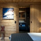 Alps Painting Wooden Stunning Alps Painting Studded On Wooden Wall Of Chalet Gstaad Amaldi Neder Architectes Bedroom With Bath Decoration Eclectic White Chalet Decoration With Wooden Veneer For Walls