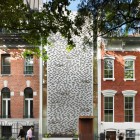 Details In Nyc Stunning Details In Urban House NYC Facade With Wooden Door And Wooden Pergola Near Black Iron Fence Architecture Elegant Townhouse Designed Into A Contemporary Urban Home Style