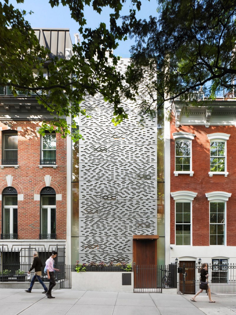 Details In Nyc Stunning Details In Urban House NYC Facade With Wooden Door And Wooden Pergola Near Black Iron Fence Architecture Elegant Townhouse Designed Into A Contemporary Urban Home Style