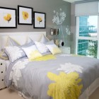 Grey Quilt Bed Stunning Grey Quilt And White Bed In Dwellatvue Apartment Bedroom With White Nightstands And Glossy Table Lamps Decoration Amazing Elegant Dwelling For Fantastic Modern Home Tour