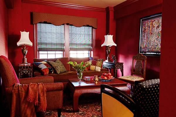 Ruby Red For Stunning Ruby Red Interior Design For Living Room With Red Sofas And A Red Coffee Table Decoration  Shining Room Painting Ideas With Jewel Vibrant Colors