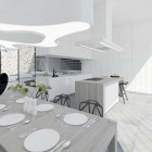 White Dining Wooden Surprising White Dining Ware On Wooden Dining Table Installed Beside Kitchen Island Of Single Family House In Garby Decoration Stunning Holiday Home For Single Family Residence In Poland