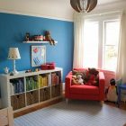 Books In Bookshelves Tidy Books In The White Bookshelves Inside The Blue And Red Children Bedroom With Red Kid Sofa Kids Room Fantastic Kids Room Decoration That Make Imaginations Come True (+9 New Images)