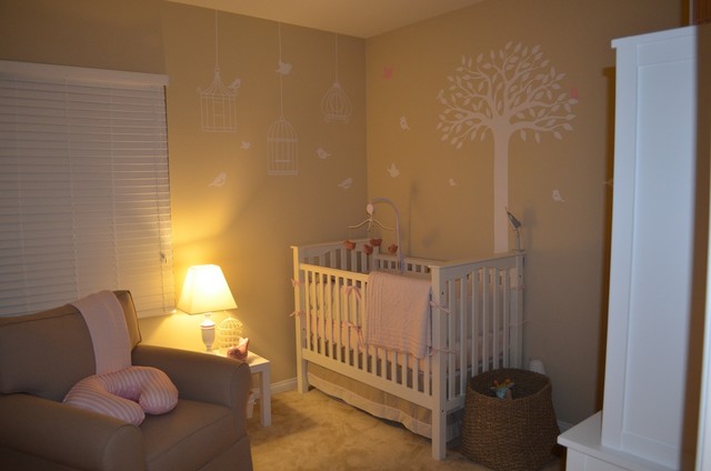 Cream Themed Ideas Traditional Cream Themed Nursery Decor Ideas Interior Involving White Crib Nightstands And Comfy Brown Chair Decoration  Lovely Nursery Decor Ideas With Secured Bedroom Appliances