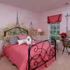 French Styled For Traditional French Styled Cool Rooms For Girls Displaying Eiffel Drawn On Center Wall Completed With Greenery Bedroom 30 Creative And Colorful Teenage Bedroom Ideas For Beautiful Girls