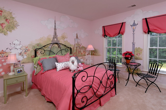 French Styled For Traditional French Styled Cool Rooms For Girls Displaying Eiffel Drawn On Center Wall Completed With Greenery Bedroom 30 Creative And Colorful Teenage Bedroom Ideas For Beautiful Girls