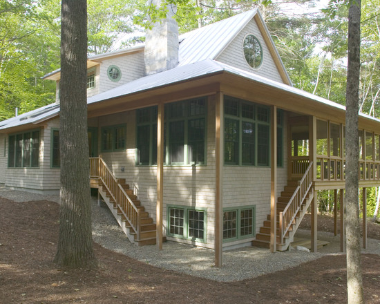 Lake Front Exterior Traditional Lake Front Family Lodge Exterior Design With Outdoor Staircase Dining Room Elegant Lakefront Home With Stunning Warm Interior Space