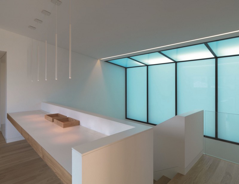 Blur Glass Cyan Unique Blur Glass Windows Gives Cyan Light That Can Increase The Elegance Of Bright Room Interior Design  Creative Contemporary House With Stylish Indoor Pools