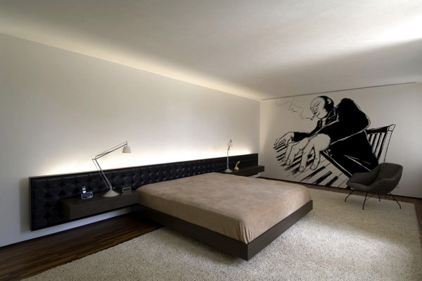 Piano Sticker Small Vivacious Piano Sticker Design In Small Bedroom Interior With Modern Modular Furniture Decoration Ideas And LED Lighting Decoration  Unique Wall Decoration For An Elegant Home Interior Concepts