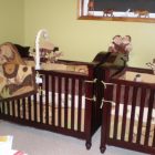 Brown Wooden Set Warm Brown Wooden Best Cribs Set For Twins To Complete Lime Green Painted Home Baby Nursery With Animal Miniatures Kids Room Chic Best Cribs Of Classic Chalet Designed In Vintage Decoration