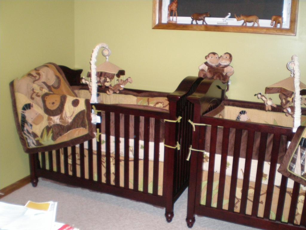 Brown Wooden Set Warm Brown Wooden Best Cribs Set For Twins To Complete Lime Green Painted Home Baby Nursery With Animal Miniatures Kids Room Chic Best Cribs Of Classic Chalet Designed In Vintage Decoration