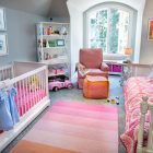 Pink And Of Wonderful Pink And Grey Concept Of Baby Nursery Interior Shown By White Crib Sofa Bed And Lounge With Foot Rest Kids Room Lavish White Crib Designed In Contemporary Style For Main Furniture (+20 New Images)