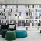 Shelves Open Furniture Wonderful Shelves Open Pockets White Furniture Completed With Green Leather Sofa And Blue Coffee Table In Modern Style Living Room Adorable Modern Living Room For Stylish Young People Mansion (+15 New Images)