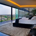 Contemporary Bedroom Tat Adorable Contemporary Bedroom In House Tat Residence Beautified With Views From Big Glass Windows On Wooden Floor Dream Homes Picturesque Art Decor In The Modern House With Breathtaking City Scenery