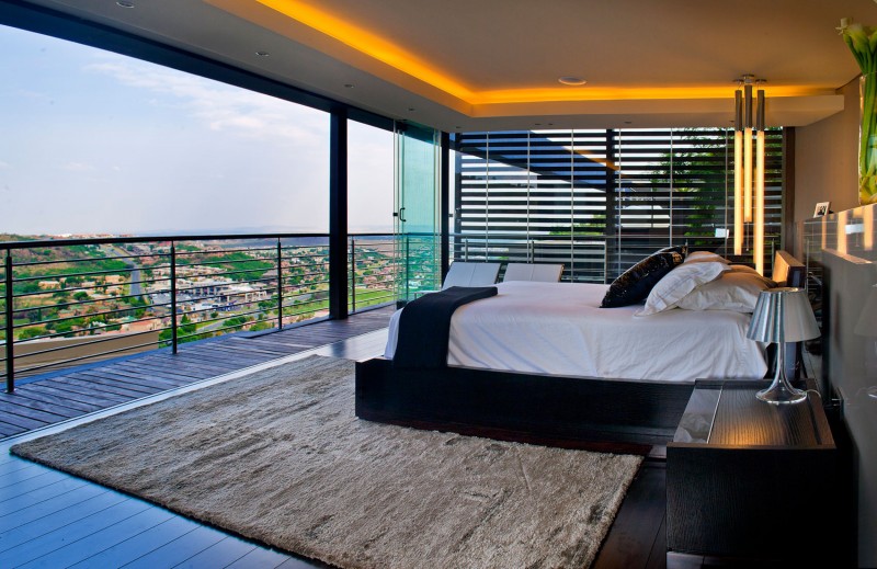 Contemporary Bedroom Tat Adorable Contemporary Bedroom In House Tat Residence Beautified With Views From Big Glass Windows On Wooden Floor Dream Homes  Picturesque Art Decor In The Modern House With Breathtaking City Scenery