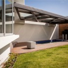 White Outdoor Swimming Adorable White Outdoor Lamp For Swimming Pool In Casa Villa De Loreto Residence Beautified With Gray Tiled Ceiling Dream Homes Spacious Modern Concrete House With Steel Frame And Glass Elements