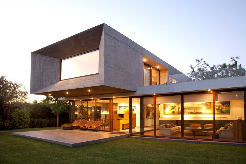 Concrete House Yellow Amazing Floating Concrete House Completed With Yellow Indoor Lighting Dream Homes Unique Concrete House Design With Modern Cantilevered Volumes
