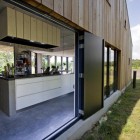 Chimney House Striped Appealing Chimney House With Wooden Striped Wall Covered The House With Wooden Glass Windows On It Involved Turfs Outside Architecture Elegant Chimney House With Striped Walls And Rectangular Floor Plans