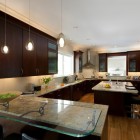 Contemporary Kitchen Wooden Appealing Contemporary Kitchen Design With Wooden Cabinet And Led Under Cabinet Lighting Also Triple Pendant Lamps Decoration Stylish Home With Smart Led Under Cabinet Lighting Systems For Attractive Styles