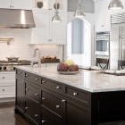 Needham Black Kitchen Appealing Needham Lounge And Black And White Kitchen Design With Functional Cabinets That Silver Pendant Lamps Completed The Room Kitchens Candid Kitchen Cabinet Design In Luminous Contemporary Style