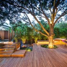 Design Of Backyard Astonishing Design Of Maroon Modern Backyard Project Backyard Deck With Glass Fence Also Big Tree Decoration Beautiful Modern Backyard Ideas To Relax You At Charming Home