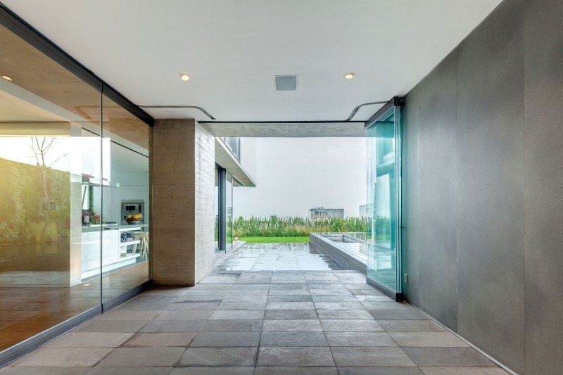 View By Pool Awe Inspiring View By The Swimming Pool Area In Valna House That Glass Door Open Showing Grey Floor Decoration Dream Homes Swanky Modern House Design For Elegant Dwelling Place