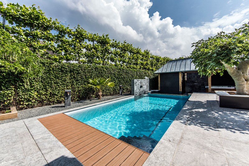 Greenery Growing Dream Awesome Greenery Growing Naturally Around Dream Backyard Home Swimming Pool With Wooden Floor And Planters Swimming Pool Beautiful Pool Backyard For Luxury And Fresh Backyard Look