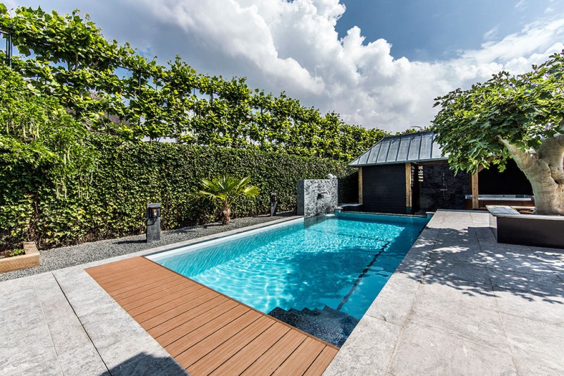 Greenery Growing Dream Awesome Greenery Growing Naturally Around Dream Backyard Home Swimming Pool With Wooden Floor And Planters Swimming Pool  Beautiful Pool Backyard For Luxury And Fresh Backyard Look