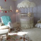 Grey Themed Completed Awesome Grey Themed Round Crib Completed With Canopy And Net Mixed With Open Shelf Skirted Chair And Lounge Kids Room Adorable Round Crib Decorated By Vintage Ornaments In Small Room