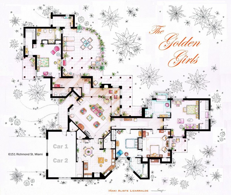 Interior Layout Golden Awesome Interior Layout Of The Golden Girls Using TV Home Floor Plans On Wooden Floor Involved Living And Dining Room Decoration Imaginative Floor Plans Of Television Serial Movie House