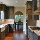 Kitchen Room Counter Awesome Kitchen Room With Marble Countertop Beside Stove Under The Chimney In Silver Color Design Kitchens Candid Kitchen Cabinet Design In Luminous Contemporary Style