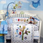 Owl Cartoon Modern Awesome Owl Cartoon Character Themed Modern Crib Bedding Integrating Baby Blue Splash Covering The Wall Kids Room Inspirational Modern Crib Bedding With Lovely Color Combination