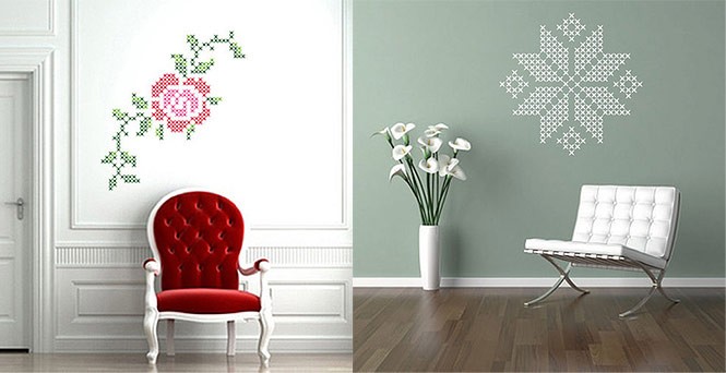 Wall Stickers And Awesome Wall Stickers Graphic Rose And Snowflake Design In Entry Way Decorated With Modern And Classic Chair Furniture Decoration  Unique Wall Sticker Decor For Your Elegant Residence Interiors