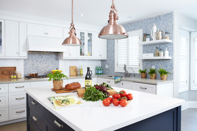 White Painted At Awesome White Painted Kitchen Cabinet At Contemporary Kitchen With Mosaic Tile Backsplash And Brass Pendant Lamps Kitchens  Colorful Kitchen Cabinets For Eye Catching Paint Colors