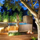 Backyard Landscape Deck Beautiful Backyard Landscape With Wooden Deck At Maroon Modern Backyard Project With Pool And Garden Decoration Beautiful Modern Backyard Ideas To Relax You At Charming Home