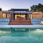 Breeze House Pool Beautiful Breeze House Outdoor Swimming Pool Idea Established With Stairs And Planters Set As Edging Of Backyard Architecture Elegant Spacious Home With Wooden Material And Bright Interior Themes