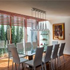 Dining Table Single Beautiful Dining Table With White Single Chairs And White Pendant Lamp In Casa Villa De Loreto Residence Dream Homes Spacious Modern Concrete House With Steel Frame And Glass Elements