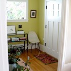 Floral Patterned Wooden Beautiful Floral Patterned Carpet On Wooden Floor Of Contemporary Home Office Using Green Foyer Idea Involved Shelving Units Decoration Creative Home Interior In Various Foyer Appearances