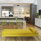 Loft Large Green Beautiful Loft Large Kitchen With Green Lounge Beside Glass Table Feat Planters That Make Fresh Atmosphere In The Room Kitchens Candid Kitchen Cabinet Design In Luminous Contemporary Style