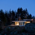 Views At In Beautiful Views At The Night In Modern Cabin Design For House Surrounded Stone Wall And Many Green Trees Decoration Luxurious Beautiful Private Cabin Surrounded By Forest Trees