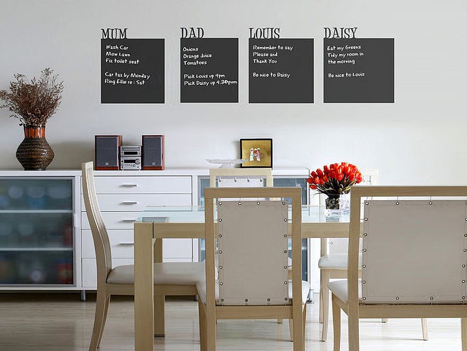 Wall Stick Dining Beautiful Wall Stick Chalkboards In Dining Room Interior With Minimalist Decor Used Contemporary Dining Furniture Design Ideas Decoration Unique Wall Sticker Decor For Your Elegant Residence Interiors