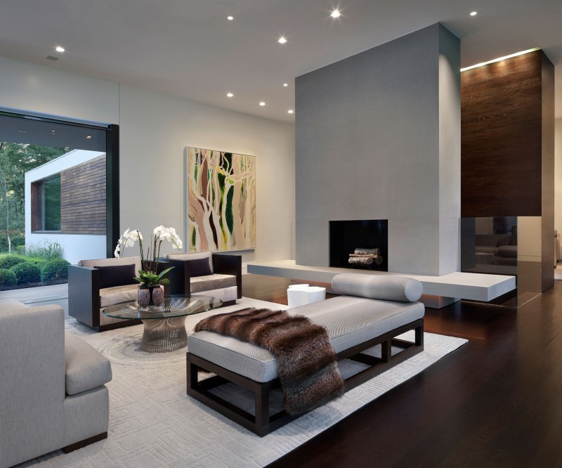 Black Fireplace White Captivating Black Fireplace On The White Wall Completed With White Sofas And Lounge Of The New Canaan Residence Dream Homes  Charming Modern House With Beautiful Courtyard And Structures