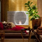 Cream Lounge Blanket Captivating Cream Lounge With Red Blanket And Pillows Beautified Decorative Table In Modern Decorative Terrace Decoration Beautiful Bamboo Wall In Natural Terrace Decorations