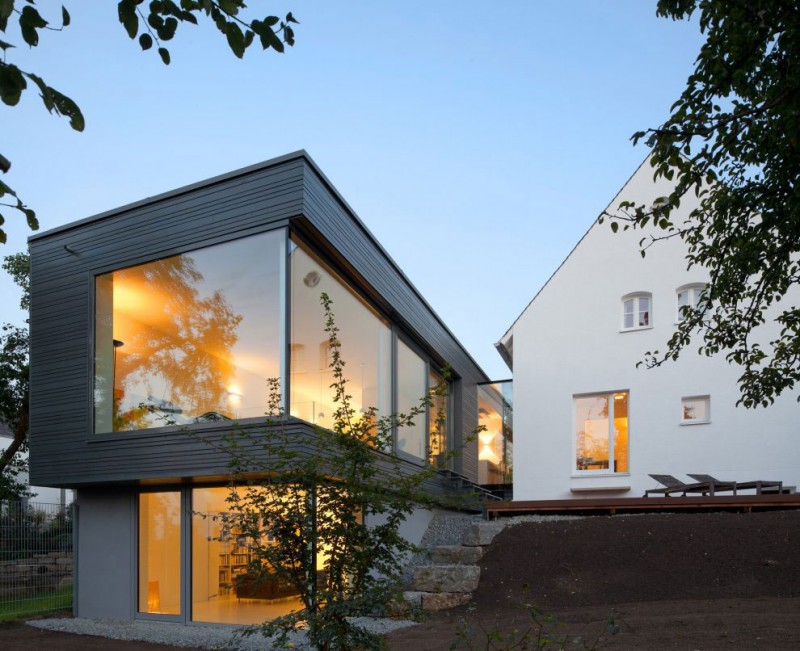 Decorative Shaped The Captivating Decorative Shaped House In The Zwischen Raum Residence Completed With Big Glass Windows And Decorative Ladder Dream Homes Elegant Black And White House Looking At The Exterior And Interior Design