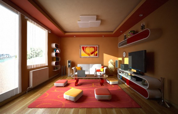 Warm Interior Fresh Catchy Warm Interior Colored In Fresh Orange Make The Room Charming By 4Dragon With Creative Idea Living Room Artistic Living Room Design For Stylish Modern Home Interiors