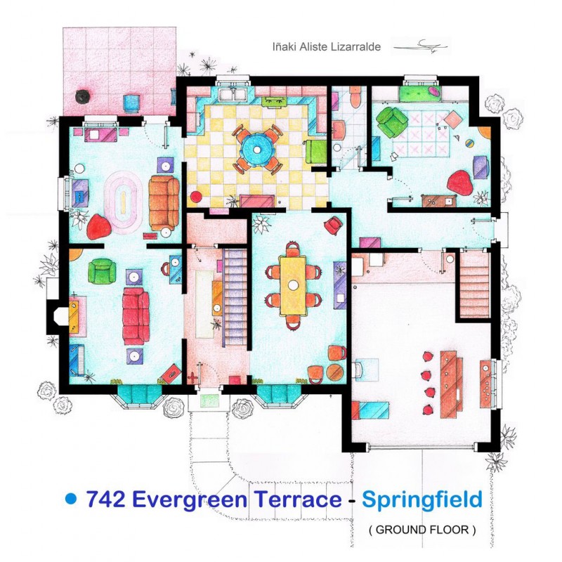 Color Applied Design Charming Color Applied On Home Design Illustration Of TV Home Floor Plans Displaying Living And Dining Room Involved Master Bedroom Decoration  Imaginative Floor Plans Of Television Serial Movie House