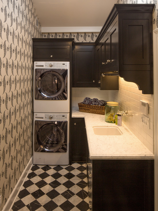 Laundry Room Checkered Charming Laundry Room Planner With Checkered Pattern Floor Tile Ultimate Washing Machine Artistic Wallpaper Shiny Backsplash Light Dark Cabinet Interior Design Smart And Beautiful Laundry Rooms That Inspire Your Design Creativity